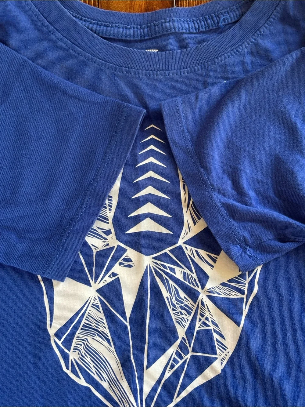 Nike Youth Medium Blue Geometric Football Graphic T Shirt Athletic Cotton Tee